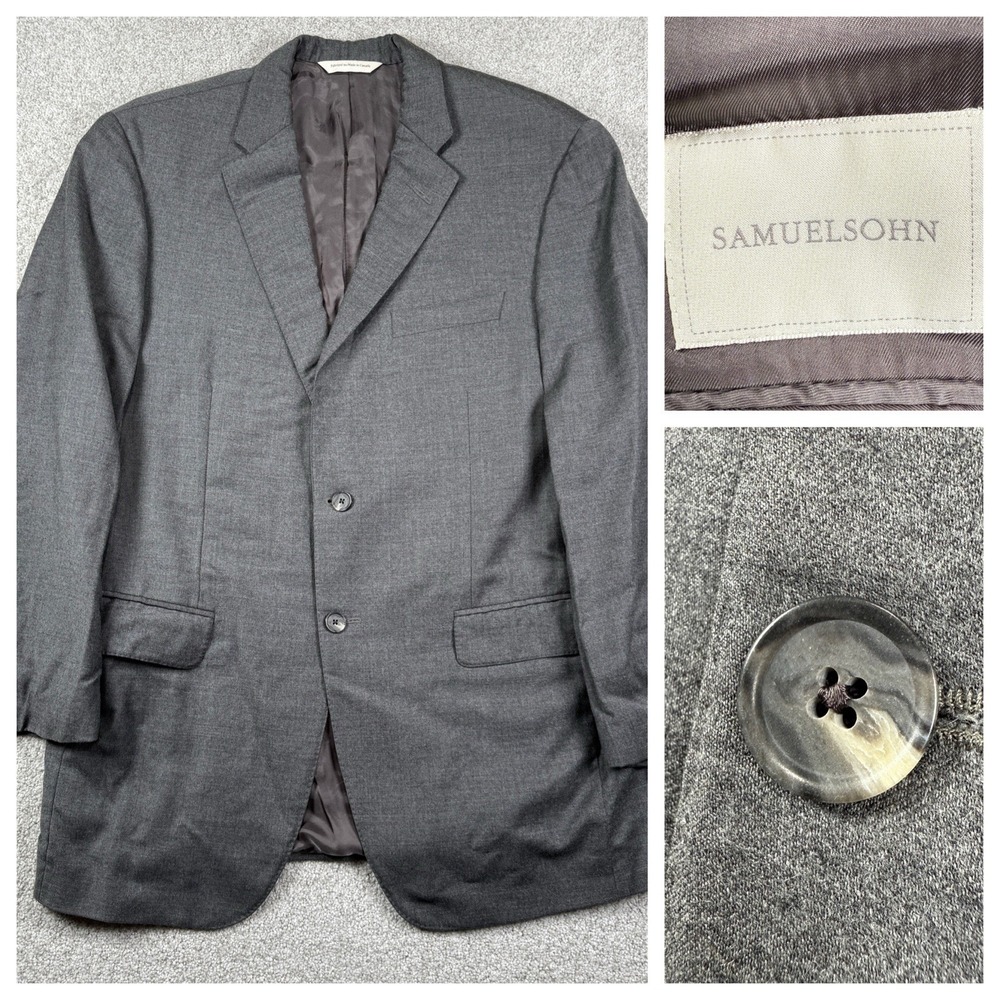 Samuelsohn Gable Gray Wool 2 Button Sport Coat Jacket - 42R Wool Cashmere‎
